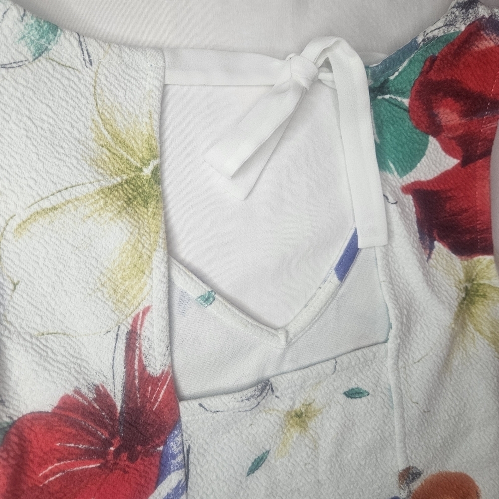 Anthropologie Flynn Peplum Tank White Floral Sz S EUC 16" PTP Retired - Picture 7 of 8